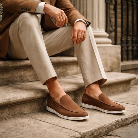 Brown Suede Slip-On Loafers for Men