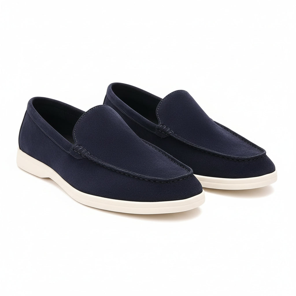 Blue Suede Slip-On Loafers for Men