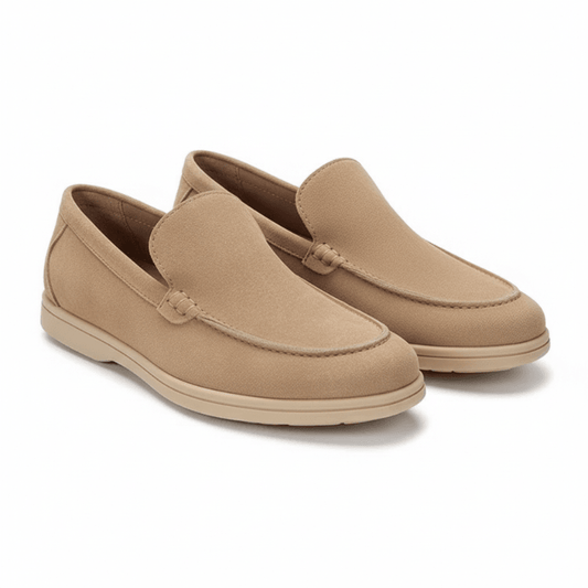 Beige Suede Slip-On Loafers for Men