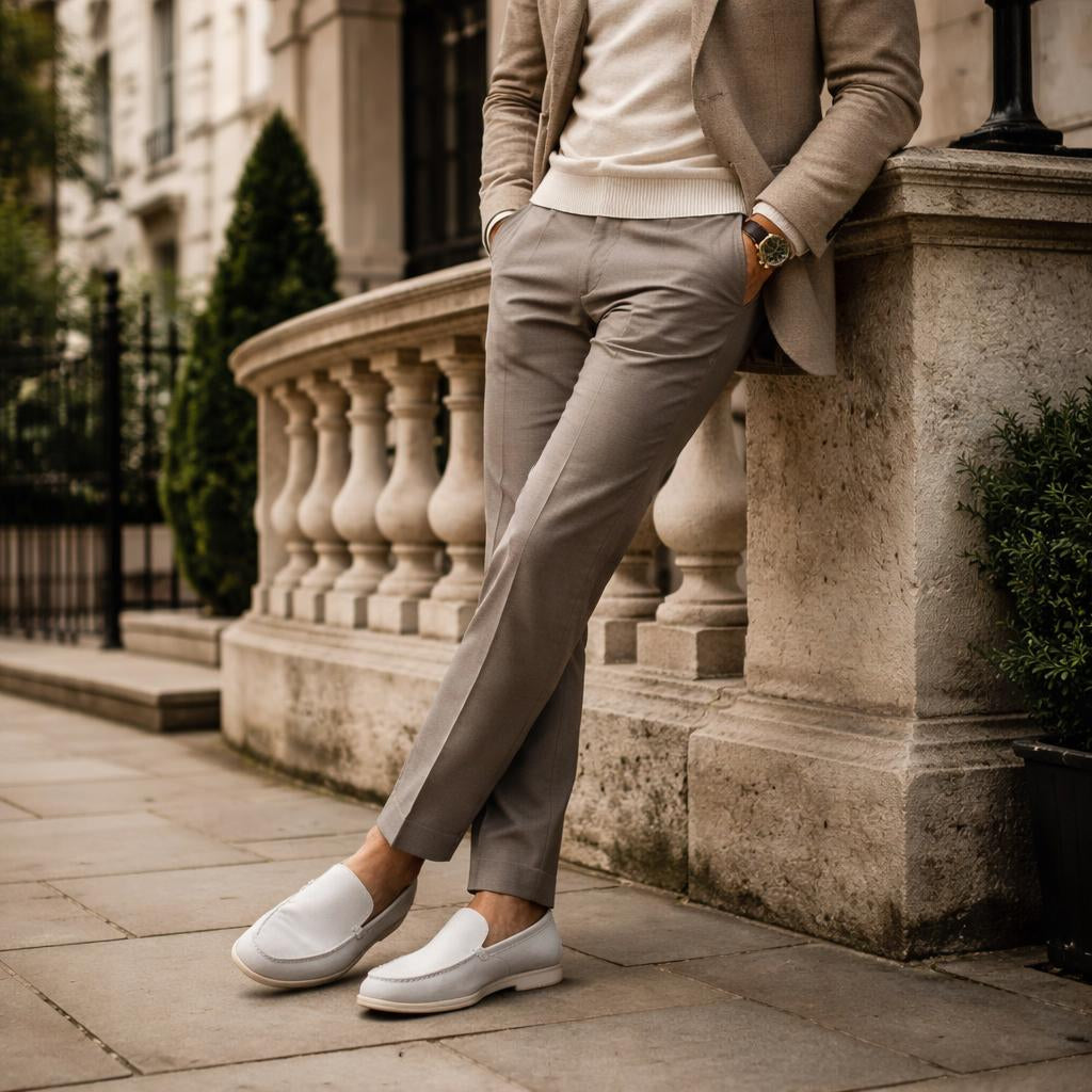 Grey Suede Slip-On Loafers for Men