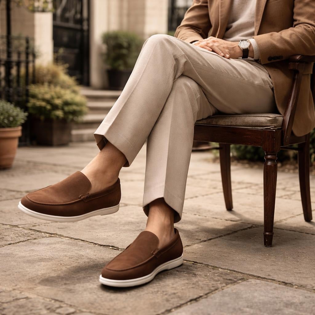 Brown Suede Slip-On Loafers for Men