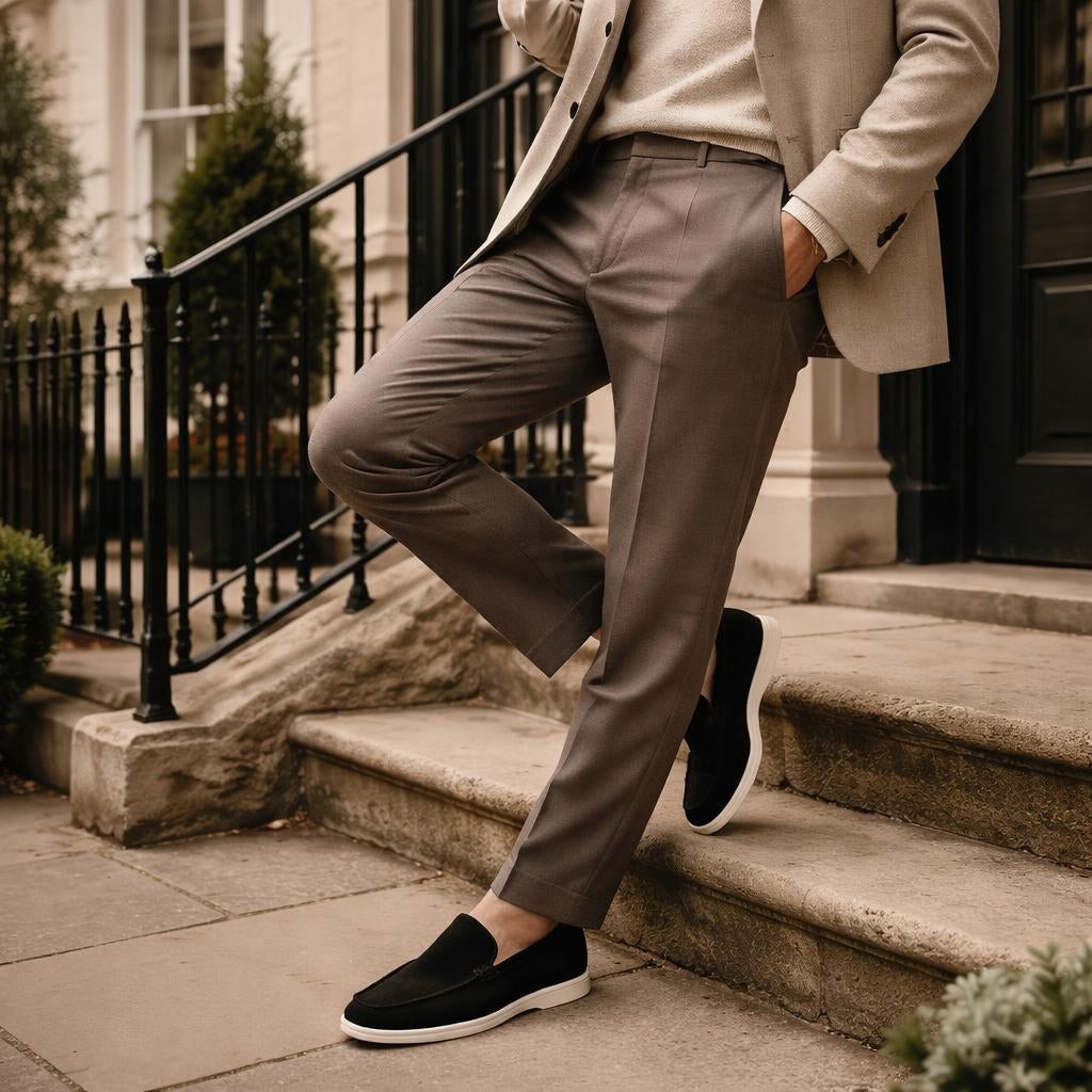 Black Suede Slip-On Loafers for Men