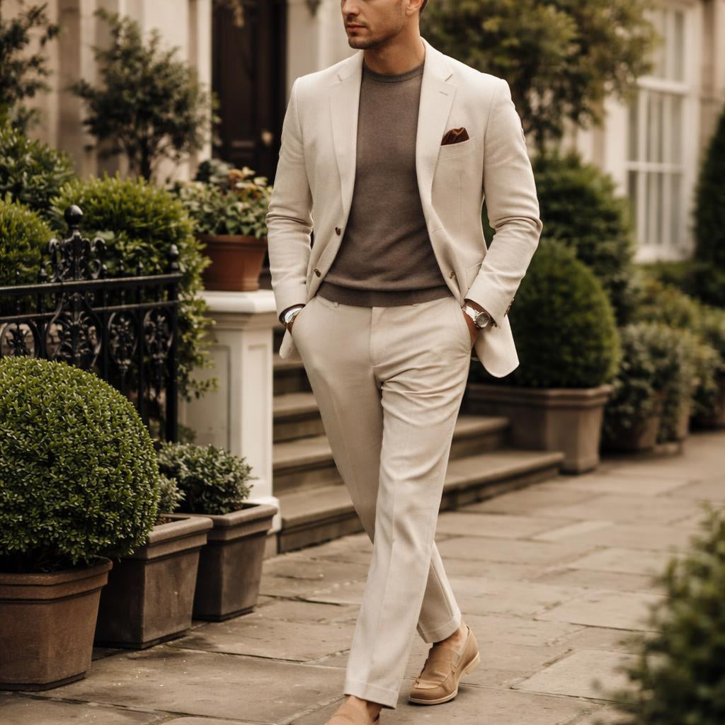 Beige Suede Slip-On Loafers for Men