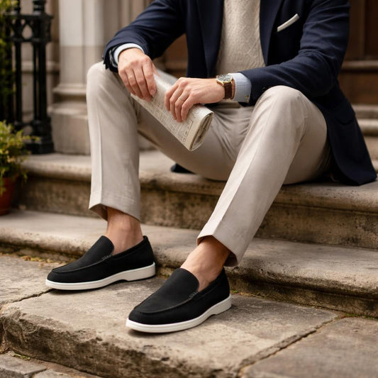 Black Suede Slip-On Loafers for Men