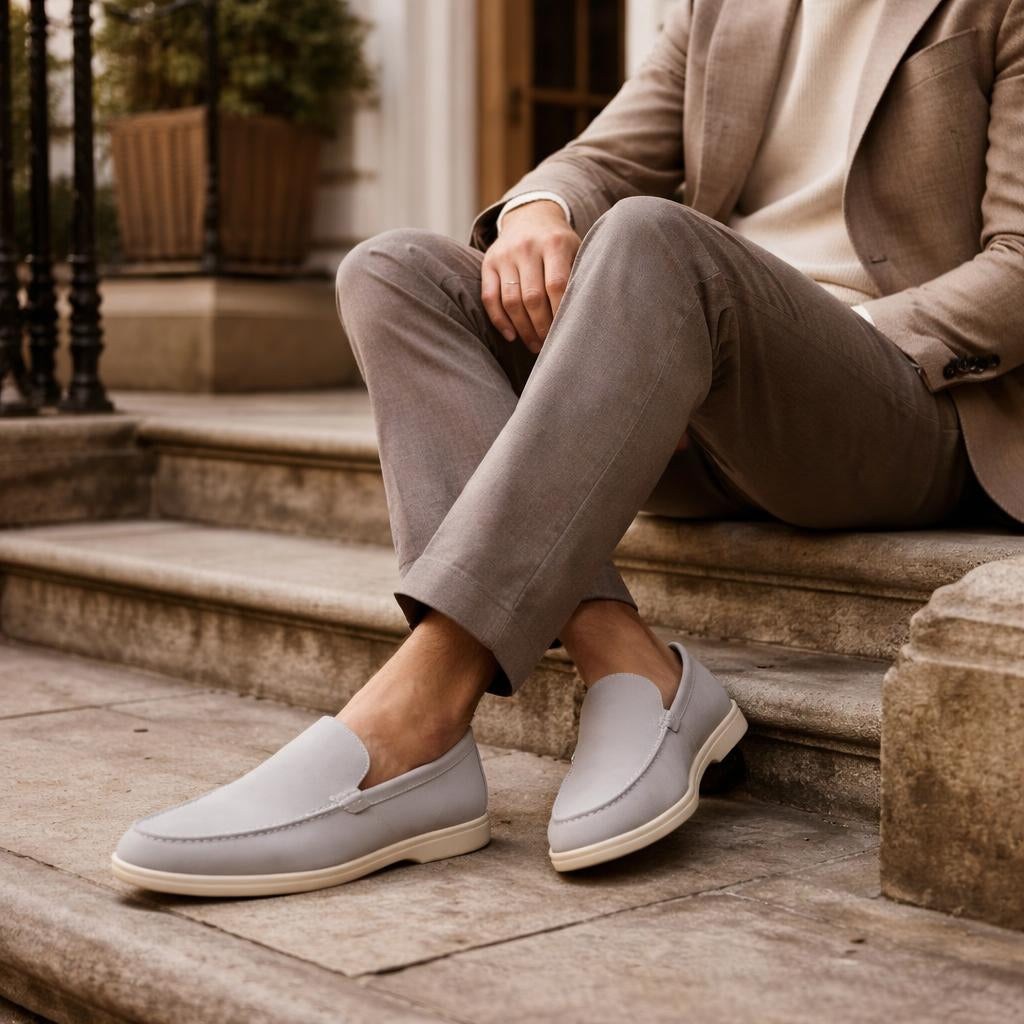 Grey Suede Slip-On Loafers for Men